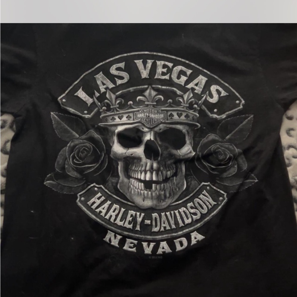 Harley-Davidson Black Long Sleeve Tee with Skull Graphics